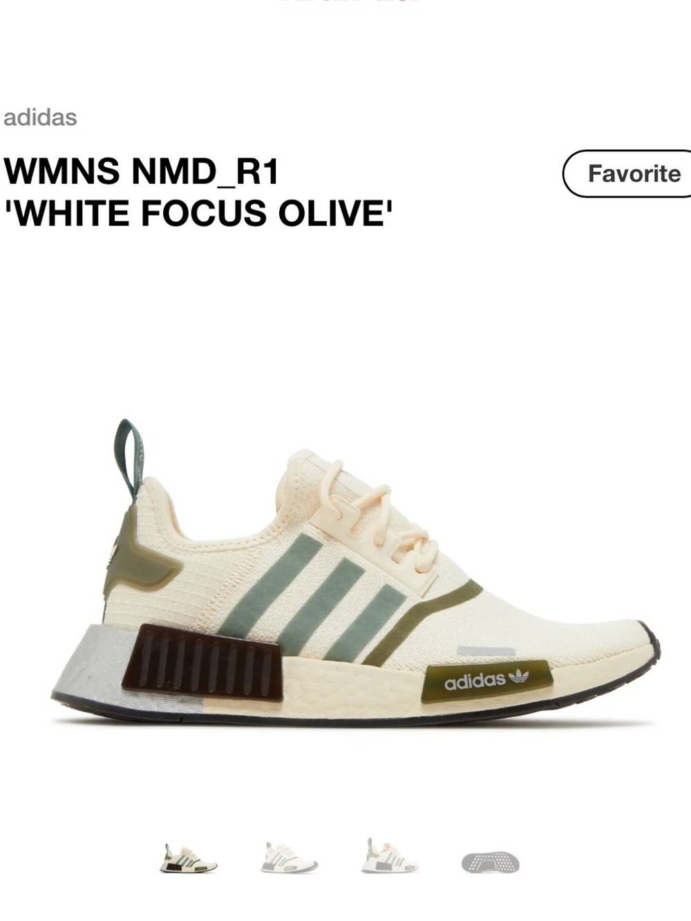 Adidas NMD R1 Boost Wonder White Focus Olive Emerald Green GX6490 Women Size 5.5